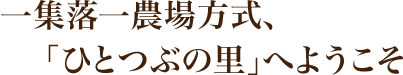 一集落一農場方式、「ひとつぶの里」へようこそ。
